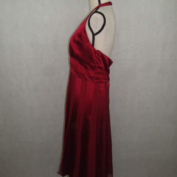 Calvin Klein Halter Dress Size 10 100% Silk Red - Picture 7 of 8